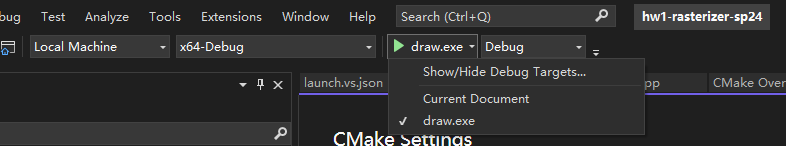 Selecting the correct executable (here, "draw.exe").